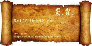 Reiff Urbána névjegykártya